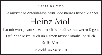 Traueranzeige von Heinz Moll von Neue Westfälische