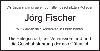 Traueranzeige von Jörg Fischer von Neue Westfälische