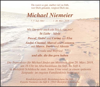 Traueranzeige von Michael Niemeier von Neue Westfälische