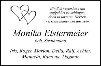 Traueranzeige von Monika Elstermeier von Neue Westfälische