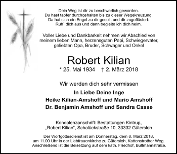 Traueranzeige von Robert Kilian von Neue Westfälische