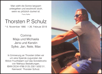 Traueranzeige von Thorsten Schulz von Neue Westfälische