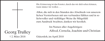 Traueranzeige von Georg Trulley von Neue Westfälische