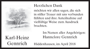Traueranzeige von Karl-Heinz Gennrich von Neue Westfälische