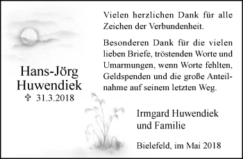 Traueranzeige von Hans-Jörg Huwendiek von Neue Westfälische