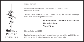 Traueranzeige von Helmut Plümer von Neue Westfälische