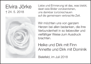 Traueranzeige von Elvira Jörke von Neue Westfälische