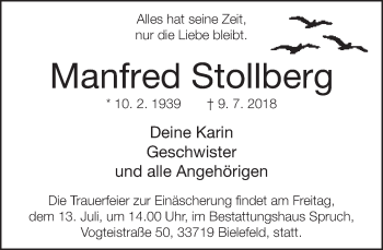 Traueranzeige von Manfred Stollberg von Neue Westfälische