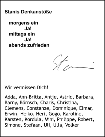 Traueranzeige von Stanis  von Neue Westfälische