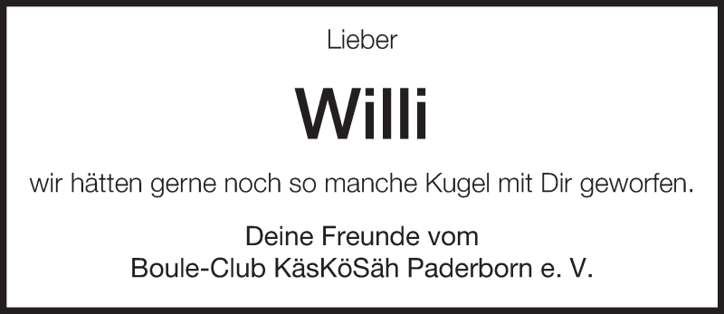  Traueranzeige für Willi Hagemeier vom 10.07.2018 aus Neue Westfälische