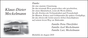 Traueranzeige von Klaus-Dieter Meckelmann von Neue Westfälische