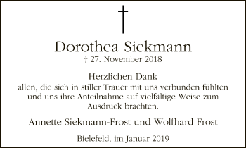 Traueranzeige von Dorothea Siekmann von Neue Westfälische