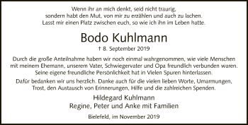 Traueranzeige von Bodo Kuhlmann von Neue Westfälische