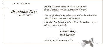 Traueranzeige von Brunhilde Kley von Neue Westfälische