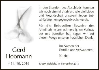 Traueranzeige von Gerd Hoomann von Neue Westfälische