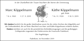 Traueranzeige von Käthe und Marc Köppelmann von Neue Westfälische