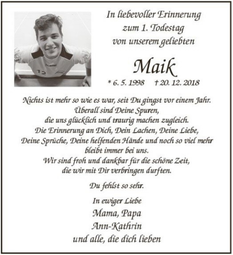  Traueranzeige für Maik Buchholz vom 21.12.2019 aus Neue Westfälische