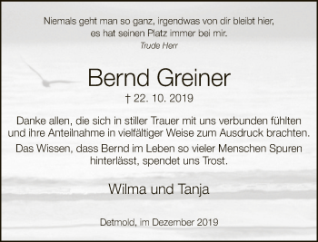 Traueranzeige von Bernd Greiner von Neue Westfälische