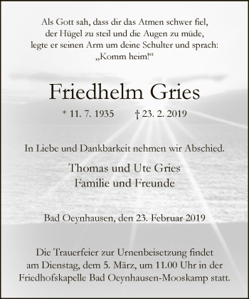 Traueranzeige von Friedhelm Gries von Neue Westfälische