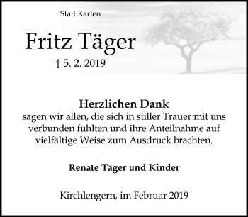 Traueranzeige von Fritz Täger von Neue Westfälische