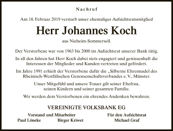 Traueranzeige von Johannes Koch von Neue Westfälische