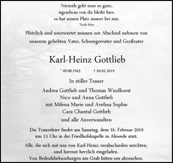 Traueranzeige von Karl-Heinz Gottlieb von Neue Westfälische