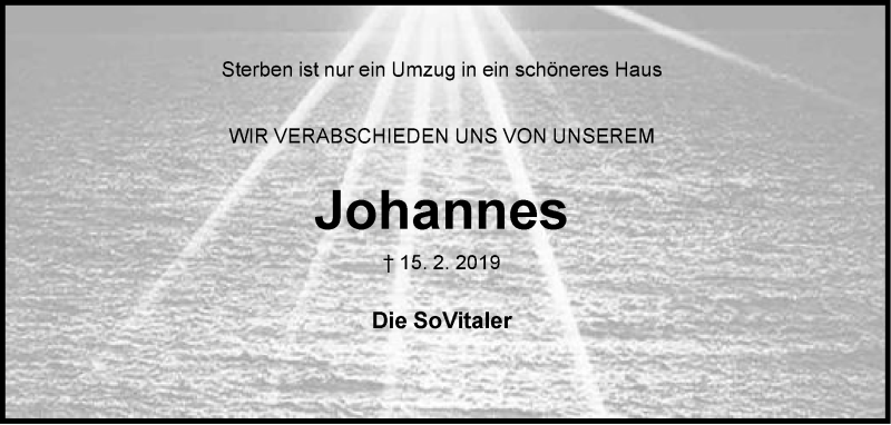  Traueranzeige für Johannes Langner vom 01.03.2019 aus Neue Westfälische