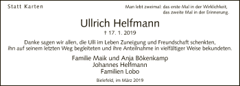Traueranzeige von Ullrich Helfmann von Neue Westfälische