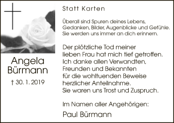 Traueranzeige von Angela Bürmann von Neue Westfälische