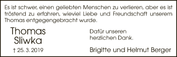 Traueranzeige von Thomas Sliwka von Neue Westfälische