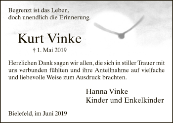 Traueranzeige von Kurt Vinke von Neue Westfälische