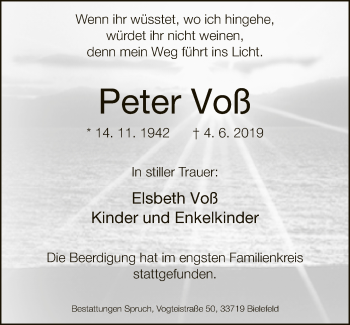 Traueranzeige von Peter Voß von Neue Westfälische