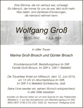 Traueranzeige von Wolfgang Groß von Neue Westfälische
