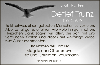 Traueranzeige von Detlef Trunz von Neue Westfälische