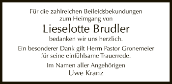 Traueranzeige von Lieselotte Brudler von Neue Westfälische