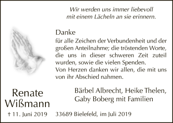 Traueranzeige von Renate Wißmann von Neue Westfälische