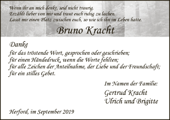 Traueranzeige von Bruno Kracht von Neue Westfälische