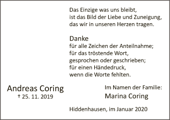 Traueranzeige von Andreas Coring von Neue Westfälische