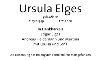Traueranzeige von Ursula Elges von Neue Westfälische