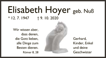 Traueranzeige von Elisabeth Hoyer von Neue Westfälische