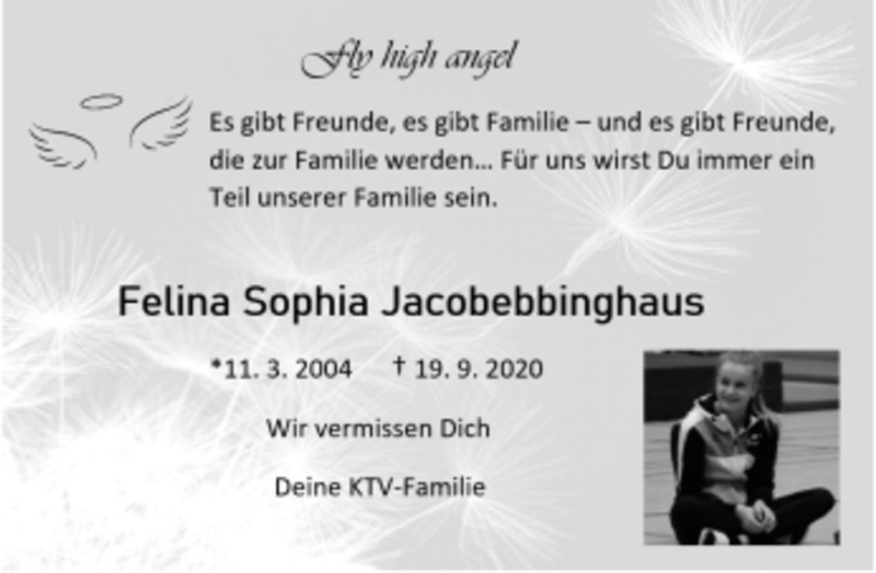  Traueranzeige für Felina Sophia Jacobebbinghaus vom 03.10.2020 aus Neue Westfälische