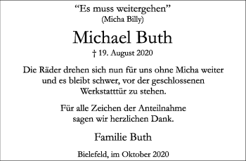 Traueranzeige von Michael Buth von Neue Westfälische