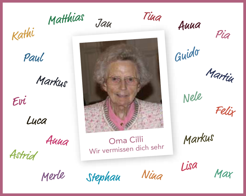  Traueranzeige für Cilli Kleinegrauthoff vom 23.11.2020 aus Neue Westfälische