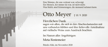 Traueranzeige von Otto Meyer von Neue Westfälische