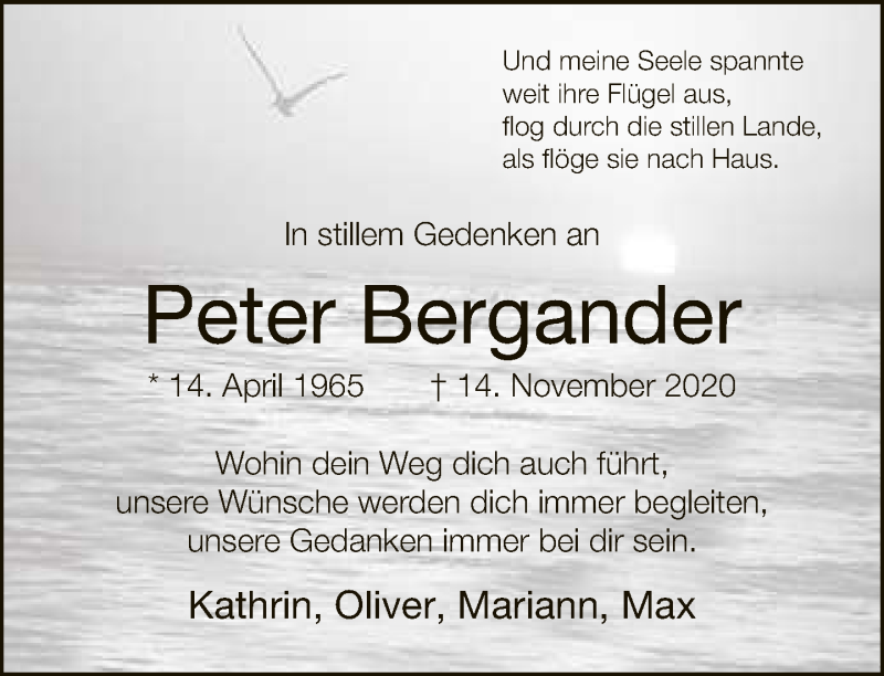  Traueranzeige für Peter Bergander vom 21.11.2020 aus Neue Westfälische