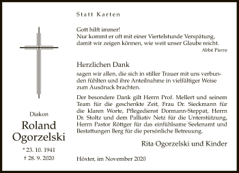 Traueranzeige von Roland Ogorzelski von Neue Westfälische