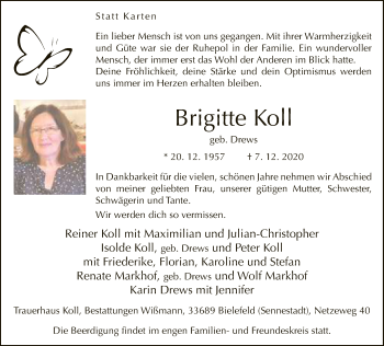 Traueranzeige von Brigitte Koll von Neue Westfälische