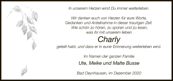 Traueranzeige von Charly  von Neue Westfälische