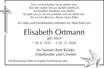 Traueranzeige von Elisabeth Ortmann von Neue Westfälische