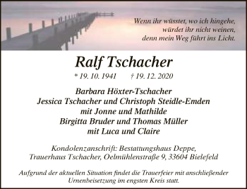 Traueranzeige von Ralf Tschacher von Neue Westfälische